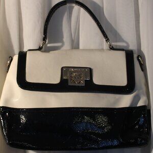 ANNE KLEIN - VTG Structured Black White Satchel Handbag